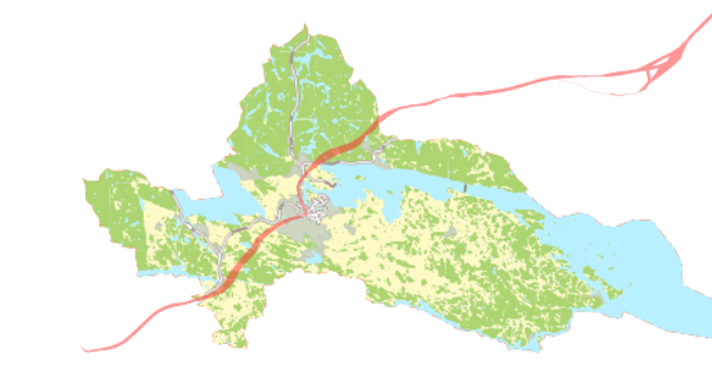 Ostlänkskorridoren på en karta över Norrköping