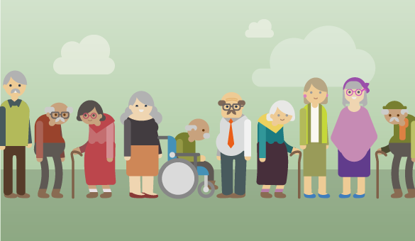 Illustration äldre personer